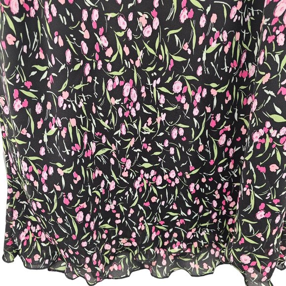 Mandy Evans Vintage Y2K Midi Floral Ruffle Hem Skirt Women Size XL Black… - Picture 4 of 7
